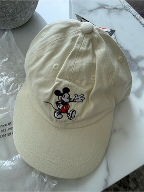 Urban Outfitters x Disney Cream Baseball Cap with Mickey Mouse